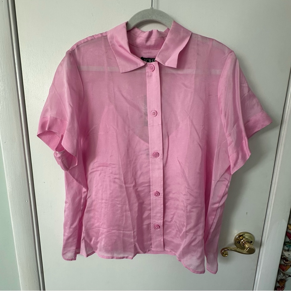 J.Crew | 20 | NWT Sheer Pink Organza Gamine Shirt - Picture 2 of 5